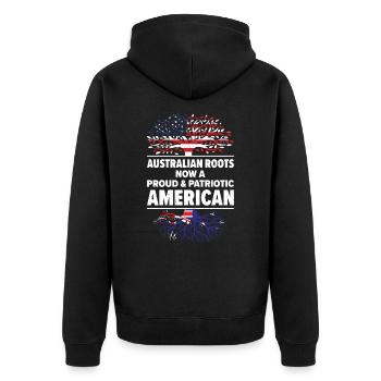 Geboren Australien Australien Amerikanisch USA - Unisex Premium Bio Zip Hoodie - Schwarz - Hinten - Nico (187cm)