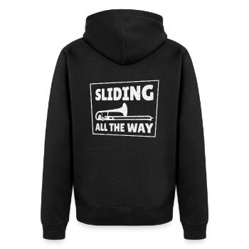 Posaunenlehrer Posaunist Spieler Lustiger - Unisex Premium Bio Zip Hoodie - Schwarz - Hinten - Nico (187cm)