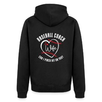 Baseball-Trainerin Ehefrau Berufstätige Mutter - Unisex Premium Bio Zip Hoodie - Schwarz - Hinten - Nico (187cm)