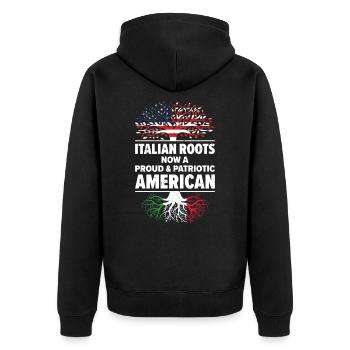 Né en Italie, Italie, Américain, États-Unis - Veste à capuche bio Premium Unisexe - noir - Dos - Nico (187cm)