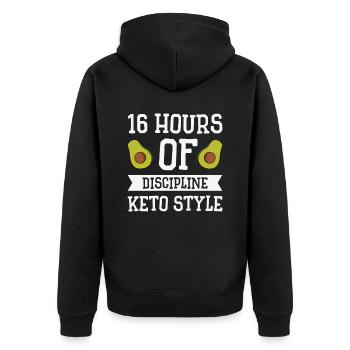 Keto-Diät Avocado Frucht Gewichtsverlust - Unisex Premium Bio Zip Hoodie - Schwarz - Hinten - Nico (187cm)