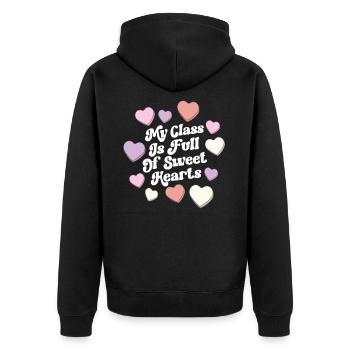 Lehrer Valentinstag Meine Klasse ist voller Süßes - Unisex Premium Bio Zip Hoodie - Schwarz - Hinten - Nico (187cm)