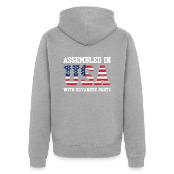 Né en Guyane Guyana États-Unis - Veste à capuche bio Premium Unisexe - gris chiné - Dos - Nico (187cm)