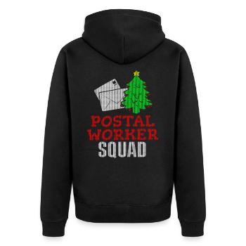 Postal Worker Squad Ugly Christmas Design Santa - Unisex Premium Organic Zip Hoodie - black - Back - Nico (187cm)
