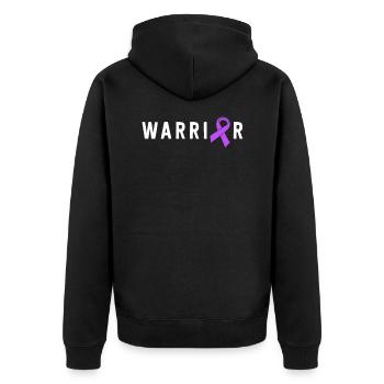 Alzheimers Warrior Dementia Support Purple Ribbon - Unisex Premium Organic Zip Hoodie - black - Back - Nico (187cm)