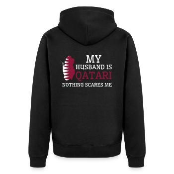 Nichts macht mir Angst Katarischer Ehemann Katar - Unisex Premium Bio Zip Hoodie - Schwarz - Hinten - Nico (187cm)
