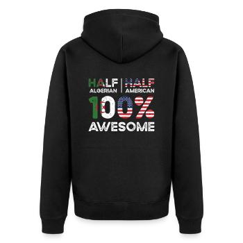 Half Algerian Algeria American USA Citizenship - Unisex Premium Organic Zip Hoodie - black - Back - Nico (187cm)