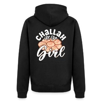 Challah At Ya Girl Hanukkah Jewish Holiday - Unisex Premium Bio Zip Hoodie - Schwarz - Hinten - Nico (187cm)