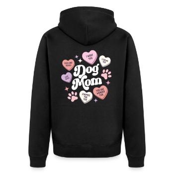 Dog Mom Valentines Day Candy Hearts Galentines - Unisex Premium Organic Zip Hoodie - black - Back - Nico (187cm)