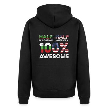 Half Bulgarian Bulgaria American USA Citizenship - Unisex Premium Organic Zip Hoodie - black - Back - Nico (187cm)