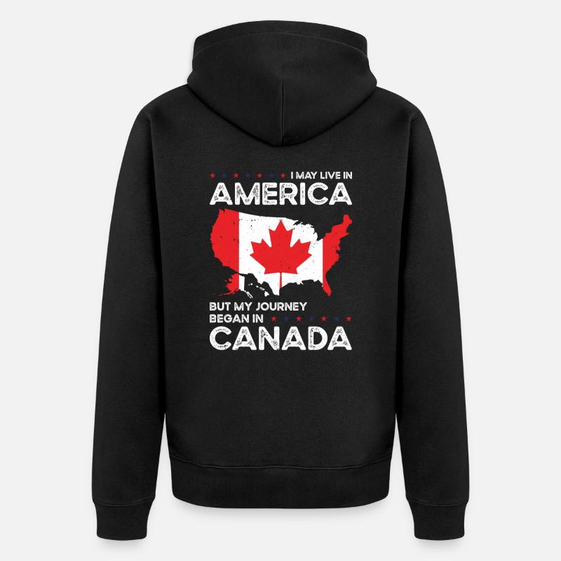 Né Canada Canada États-Unis - Veste à capuche bio Premium Unisexe - noir
