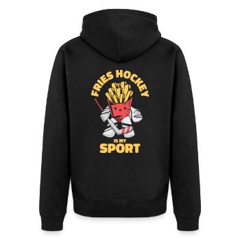 Ice Hockey Sporty Playing Fries Lover - Unisex Premium Organic Zip Hoodie - black - Back - Nico (187cm)