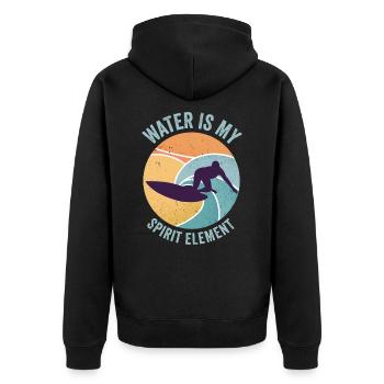 Water Wave Spirit Element Ocean Surfer - Unisex Premium Organic Zip Hoodie - black - Back - Nico (187cm)