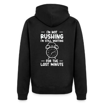 Procrastinating Alarm Clock Procrastinator Work - Unisex Premium Organic Zip Hoodie - black - Back - Nico (187cm)