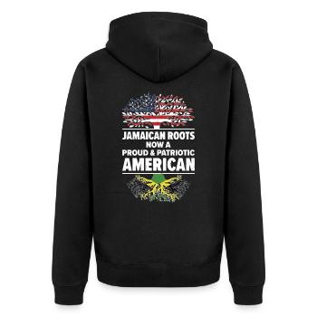 Geborener Jamaikaner Jamaika Amerikaner USA - Unisex Premium Bio Zip Hoodie - Schwarz - Hinten - Nico (187cm)