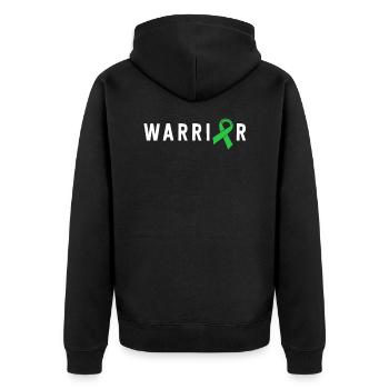 Mental Health Warrior Green Ribbon Bewusstsein - Unisex Premium Bio Zip Hoodie - Schwarz - Hinten - Nico (187cm)