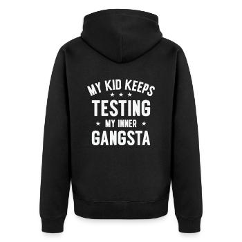 Parenting Kinder Testen Familie Inner Gangster - Unisex Premium Bio Zip Hoodie - Schwarz - Hinten - Nico (187cm)
