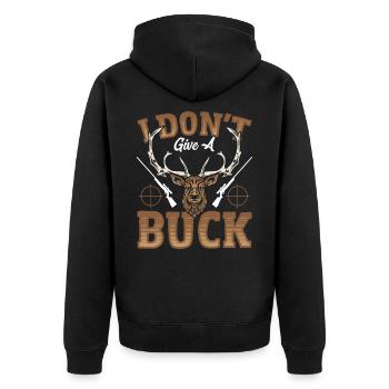 I Don't Give A Buck Deer Hunting Stag - Unisex Premium Bio Zip Hoodie - Schwarz - Hinten - Nico (187cm)