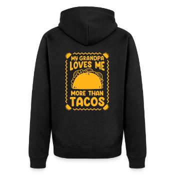 Tacos Mexican Foodie Burrito Nacho - Unisex Premium Organic Zip Hoodie - black - Back - Nico (187cm)