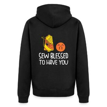 Button Thread Sibling Goals Big Brother Sister Pun - Unisex Premium Organic Zip Hoodie - black - Back - Nico (187cm)