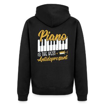 Piano Is The Best Antidepressant Keyboard Pianist - Unisex Premium Organic Zip Hoodie - black - Back - Nico (187cm)