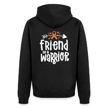 Friend Of A Warrior Lymphoma Leukemia Cancer - Unisex Premium Organic Zip Hoodie - black - Back - Nico (187cm)