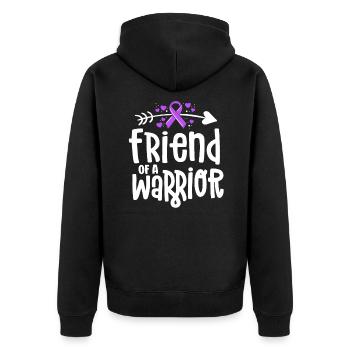 Friend Of A Warrior Purple Awareness Ribbon - Unisex Premium Organic Zip Hoodie - black - Back - Nico (187cm)