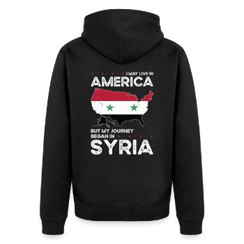 Nés Syriens Syrie Américains USA - Veste à capuche bio Premium Unisexe - noir - Dos - Nico (187cm)