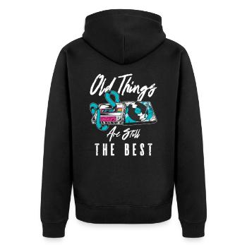 Antiquing Vinyl Cassette Music Vintage Lover - Unisex Premium Organic Zip Hoodie - black - Back - Nico (187cm)
