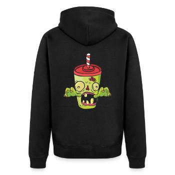 Halloween Zombie Soda Monster Fast Food Lover - Unisex Premium Organic Zip Hoodie - black - Back - Nico (187cm)