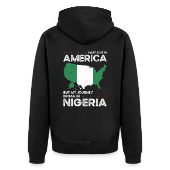 Geboren nigerianisch nigeria amerikanisch USA - Unisex Premium Bio Zip Hoodie - Schwarz - Hinten - Nico (187cm)