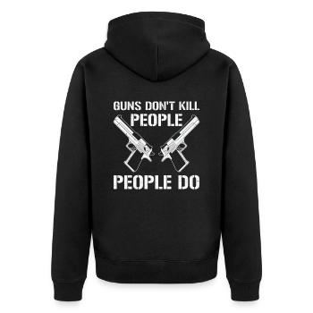 Waffen Pistolenliebhaber Waffenbesitzer Schießen - Unisex Premium Bio Zip Hoodie - Schwarz - Hinten - Nico (187cm)
