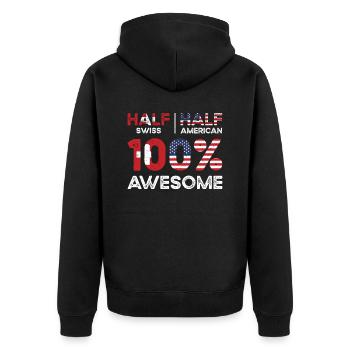 Born Swiss Switzerland American USA Citizenship - Unisex Premium Organic Zip Hoodie - black - Back - Nico (187cm)