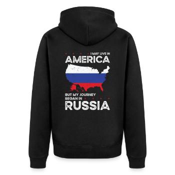 Né Russie Russie États-Unis - Veste à capuche bio Premium Unisexe - noir - Dos - Nico (187cm)