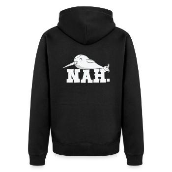 Zögernder Narwal Liebhaber Wassertiere Narwal - Unisex Premium Bio Zip Hoodie - Schwarz - Hinten - Nico (187cm)