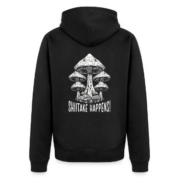 Shiitake Pilz Wald Pilz Shiitake Moral Vegan Umami - Unisex Premium Bio Zip Hoodie - Schwarz - Hinten - Nico (187cm)