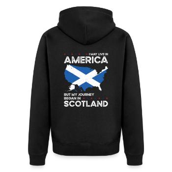 Born Scottish Scotland American USA Citizenship - Unisex Premium Organic Zip Hoodie - black - Back - Nico (187cm)