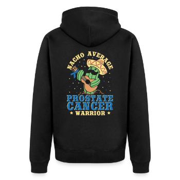 Nacho Average Prostate Cancer Warrior Light Blue - Unisex Premium Bio Zip Hoodie - Schwarz - Hinten - Nico (187cm)