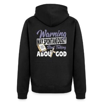 Peut spontanément commencer à parler de Dieu Pasteur - Veste à capuche bio Premium Unisexe - noir - Dos - Nico (187cm)