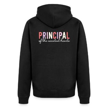 Valentinstag Prinzip der süßesten Herzen - Unisex Premium Bio Zip Hoodie - Schwarz - Hinten - Nico (187cm)