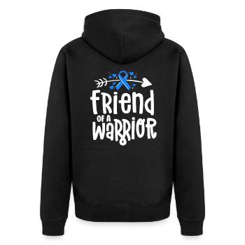 Friend Of A Warrior Support Team Blue Ribbon - Unisex Premium Bio Zip Hoodie - Schwarz - Hinten - Nico (187cm)