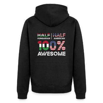 Born Hungarian Hungary American USA Citizenship - Unisex Premium Organic Zip Hoodie - black - Back - Nico (187cm)