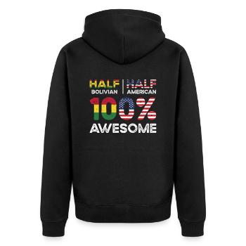 Half Bolivian Bolivia American USA Citizenship - Unisex Premium Organic Zip Hoodie - black - Back - Nico (187cm)