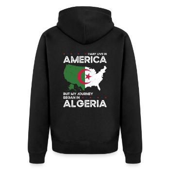 Born Algerian Algeria American USA Citizenship - Unisex Premium Organic Zip Hoodie - black - Back - Nico (187cm)