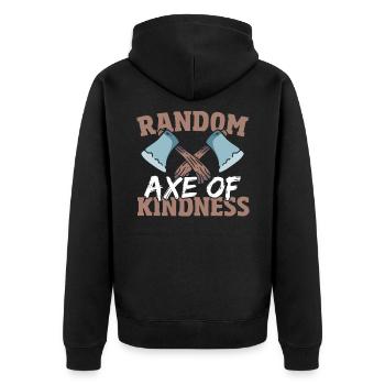Random Axe Of Kindness Lumberjack - Unisex Premium Bio Zip Hoodie - Schwarz - Hinten - Nico (187cm)