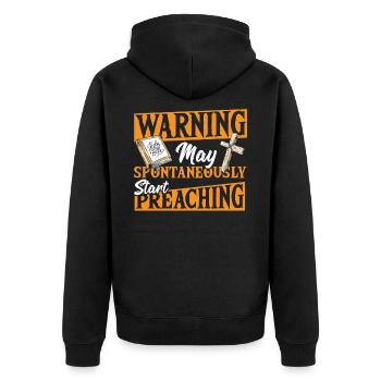 Warning May Spontaneously Start Preaching Pastor - Unisex Premium Organic Zip Hoodie - black - Back - Nico (187cm)