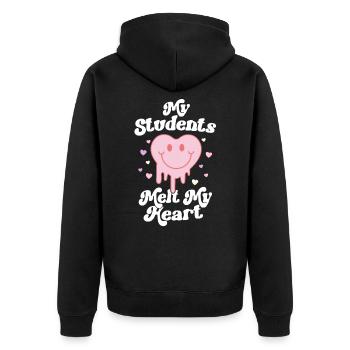 Retro Valentinstag Lehrer Meine Schüler schmelzen meine - Unisex Premium Bio Zip Hoodie - Schwarz - Hinten - Nico (187cm)