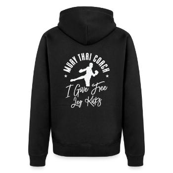 Muay Thai Trainer Kickboxing Instruktor Kampfsport - Unisex Premium Bio Zip Hoodie - Schwarz - Hinten - Nico (187cm)