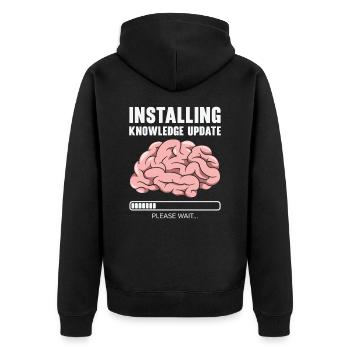 Installing Knowledge Update Student Brain Loading - Unisex Premium Organic Zip Hoodie - black - Back - Nico (187cm)