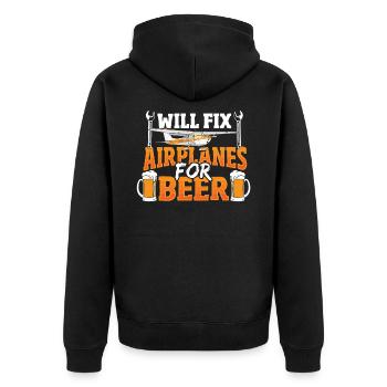Will Fix Airplanes For Beer Aircraft Mechanic - Unisex Premium Organic Zip Hoodie - black - Back - Nico (187cm)